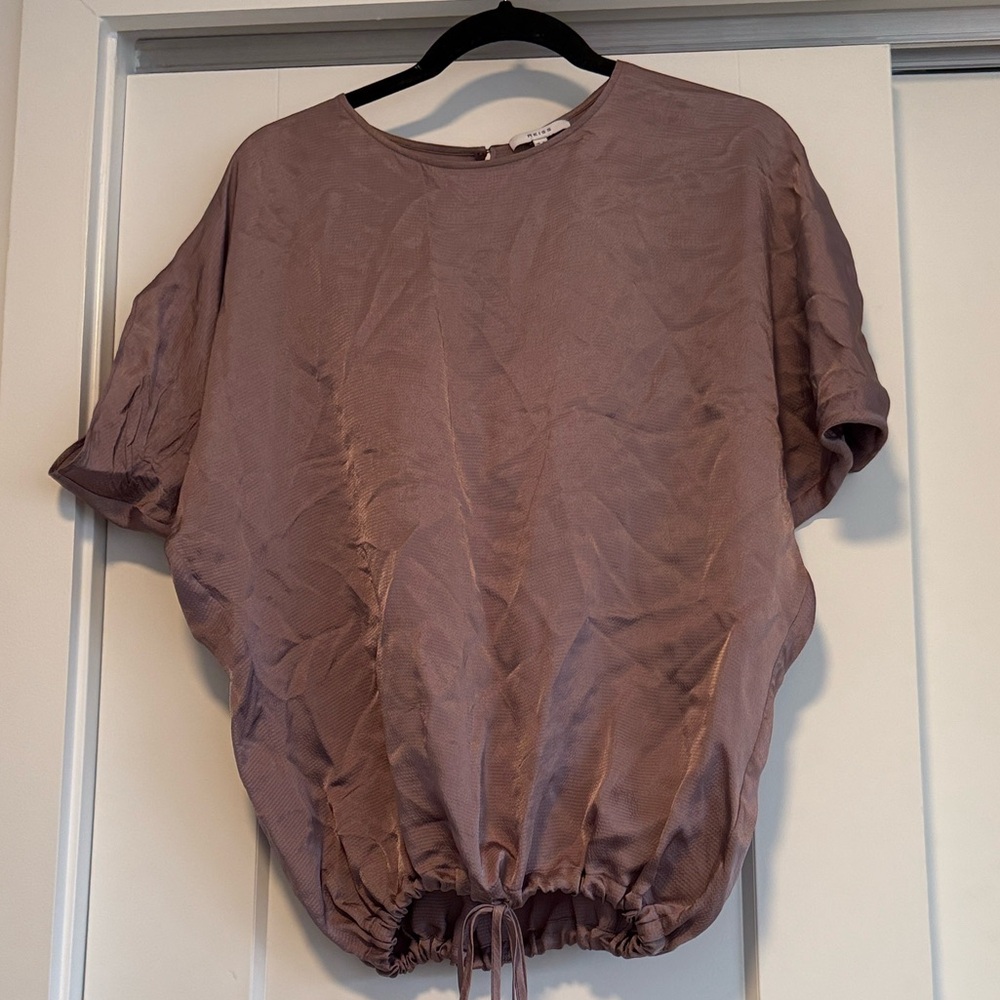 Reiss Mauve Drawstring Hem Blouse